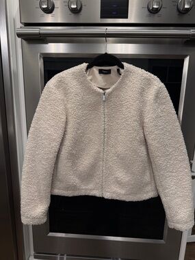 Theory Cream Teddy Zip-Front Jacket
